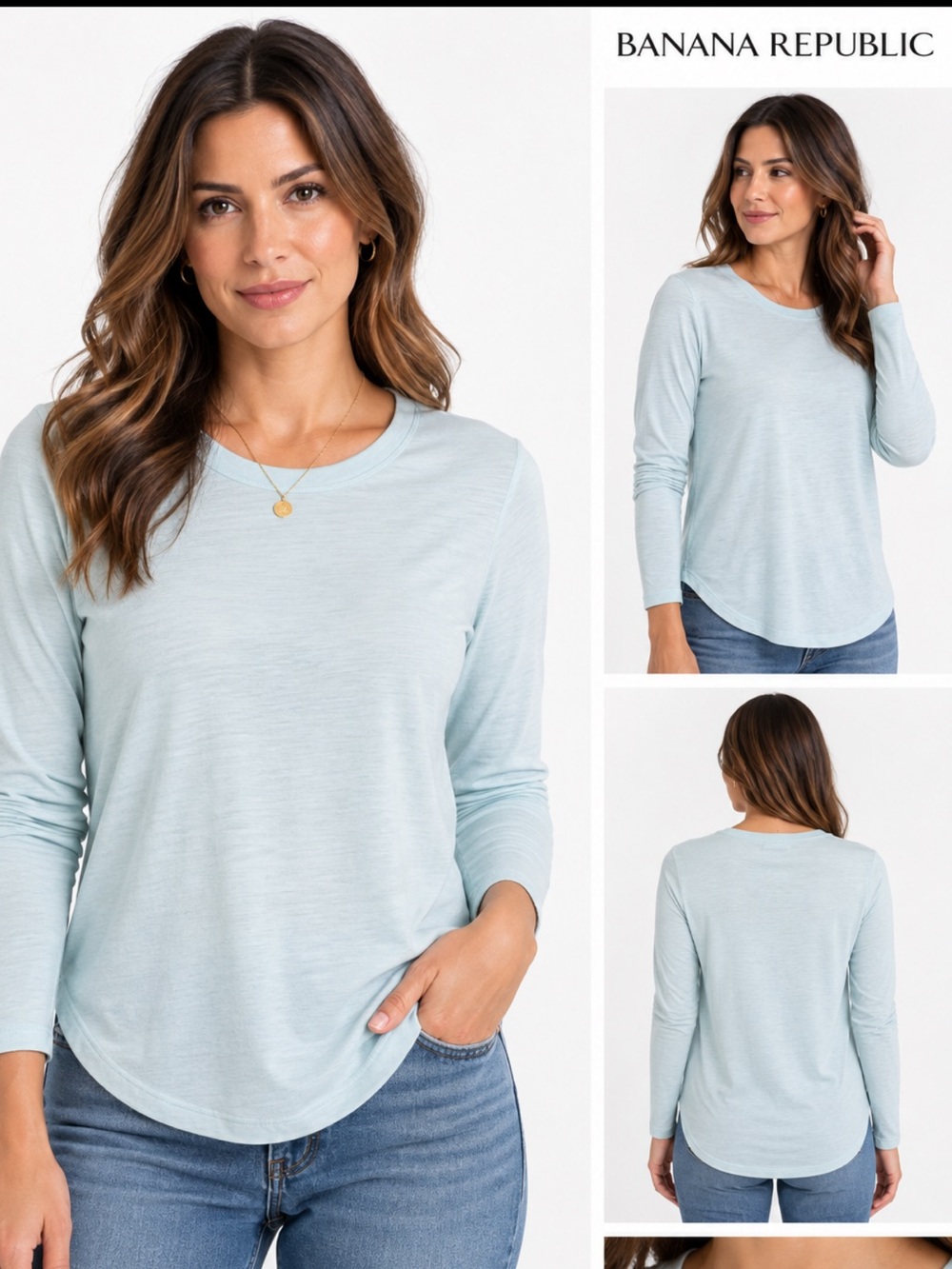 Banana Republic oversized Pale ice Blue Long Sleeve Crewneck Top. S